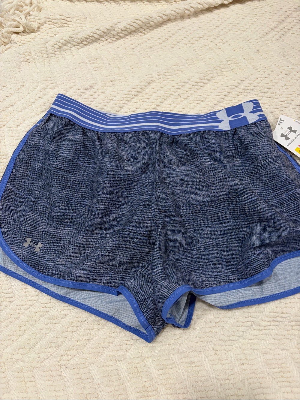Hanes Blue Athletic Running Shorts with Striped Waistband